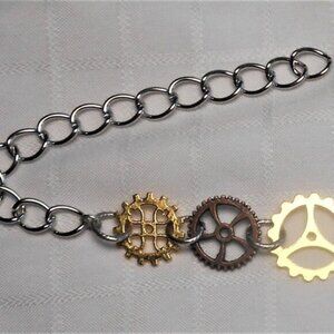 Handmade necklace with metal gear pieces